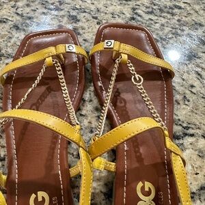 GBG Los Angeles Yellow Chain Strap Sandals